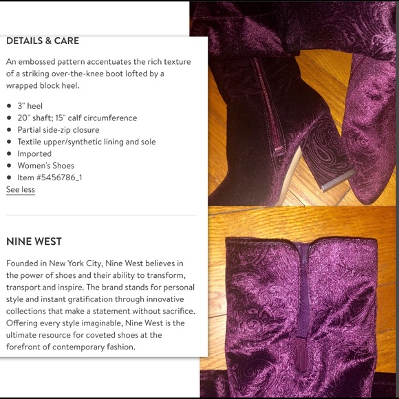 NINE WEST PURPLE JACQUARD PATTERN OTK BOOT - Picture 8 of 9